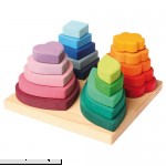 Grimm's 4-Part Wooden Stacking Tower in Various Shapes & Colors Hearts Leaves Flowers & Squares  B004W428PA
